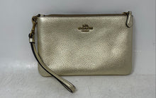 Load image into Gallery viewer, Coach Womens Metallic Beige Pebbled Leather Inner Pockets Wristlet Wallet
