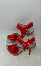 Load image into Gallery viewer, Michael Kors Womens Lani Red Silver Stiletto Ankle Strap Heels Size 6
