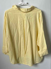 Load image into Gallery viewer, Zara Womens Yellow 3/4 Sleeve Collared Button-Up Shirt Size Medium
