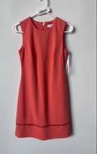 Load image into Gallery viewer, Calvin Klein Womens Orange Sleeveless Back Zip Crew Neck Shift Dress Size 2
