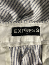 Load image into Gallery viewer, Express Womens Columnist Blue White Striped Mid Rise Ankle Pants Size 10R
