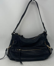 Load image into Gallery viewer, Bostanten Womens Black Pebbled Leather Bottom Studs Shoulder Strap Hobo Handbag
