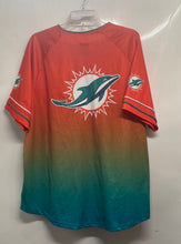 Load image into Gallery viewer, Ultra Game Mens Orange Aqua Ombre Print NFL Miami Dolphins Football Jersey Sz XL
