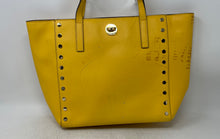 Load image into Gallery viewer, Michael Kors Womens Rivington Yellow Leather Studded Inner Pocket Tote Purse
