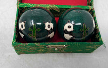 Load image into Gallery viewer, Set Of 2 Pcs Green Panda Print Chinese Massage Balls Collectible In Case
