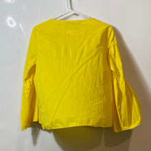 Load image into Gallery viewer, Zara Womens Yellow Round Neck Long Bell Sleeve Pullover Blouse Top Size Small

