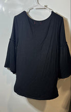 Load image into Gallery viewer, Max Studio Womens Black 3/4 Bell Sleeve Round Neck Blouse Top Size Large

