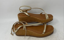 Load image into Gallery viewer, Chico's Womens Carlina Brown Gold-Tone Ankle Strap Platform Sandals Size 9M
