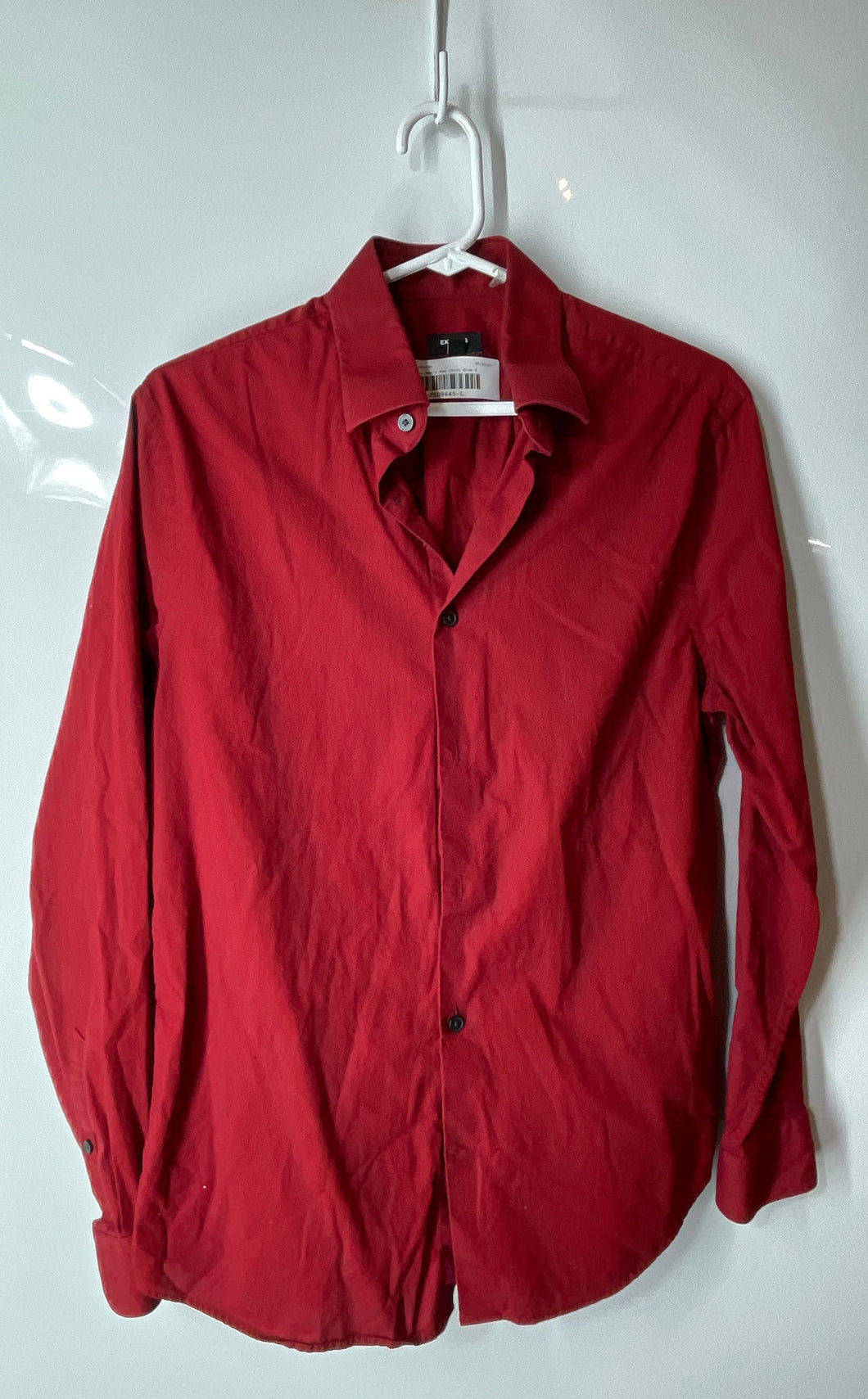 Express Mens Red Long Sleeve Collared Slim 1MX Button-Up Shirts Size S