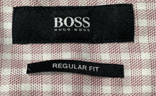 Load image into Gallery viewer, Hugo Boss Mens Pink White Plaid Long Sleeve Regular Fit Dress Shirt Size 41/16
