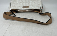 Load image into Gallery viewer, Guess Womens White Brown Signature Print Inner Pockets Shoulder Bag
