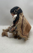 Load image into Gallery viewer, Black Hair Brown Eyes Collectible Native American Porcelain Girl Doll
