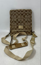 Load image into Gallery viewer, Coach Womens Beige Brown Signature Print Charm Adjustable Strap Crossbody Bag
