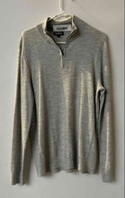 Load image into Gallery viewer, Express Mens Gray Long Sleeve Front Quarter-Zip Pullover Sweater Size L
