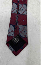 Load image into Gallery viewer, Murano Mens Red Gray Gridded Geometric Print Silk Adjustable Pointed Tie
