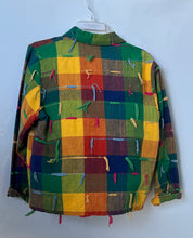 Load image into Gallery viewer, Life Style Womens Multicolor Check Fringes Spread Collar Button-Up Shirt Size L
