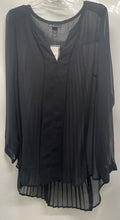 Load image into Gallery viewer, Lane Bryant Womens Black Long Sleeve Pleated Sheer Blouse Top Sz 18/20 With Tag
