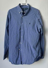 Load image into Gallery viewer, Ralph Lauren Mens Blue Printed Collared Classic Fit Button-Up Shirt Size Large
