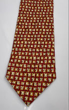 Load image into Gallery viewer, Givenchy Mens Red Yellow Geometric Print Silk Keeper Loop Adjustable Pointed Tie
