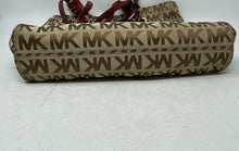 Load image into Gallery viewer, Michael Kors Womens Brown Red Monogram Leather Trim Buckle Jet Set Tote Bag
