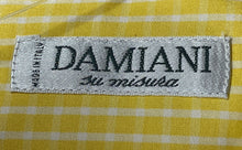 Load image into Gallery viewer, Damiani Mens Yellow Check Cotton Long Sleeve Collared Dress Shirt Size 18 1/2
