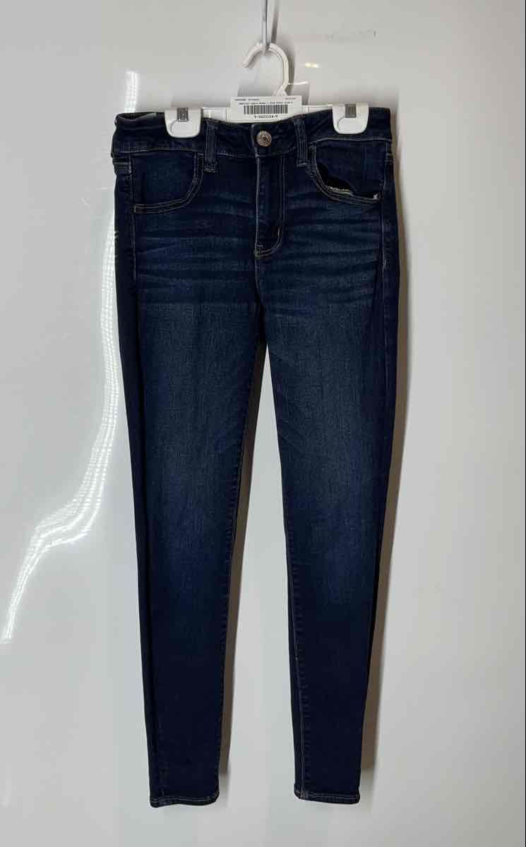 American Eagle Womens Blue Denim Dark Wash Stretch Skinny Leg Jeans Size 6