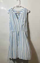 Load image into Gallery viewer, St. John's Bay Womens Blue White Striped Drawstring Waist Mini Dress Size Medium
