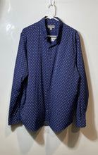 Load image into Gallery viewer, Express Mens Blue White Polka Dot Long Sleeve Collared Fitted Dress Shirt Sz XL
