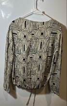 Load image into Gallery viewer, Zara Womens White Black Abstract Print Balloon Sleeve Pullover Blouse Top Sz XS
