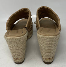 Load image into Gallery viewer, Karl Lagerfeld Womens Camila Beige Leather Espadrille Wedge Slide Sandals Sz 9M
