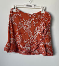 Load image into Gallery viewer, Forever 21 Womens Orange Floral Print Crochet Trim Tulip Hem Mini Skirt Size L
