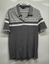 Load image into Gallery viewer, Michael Kors Mens Gray White Striped Short Sleeve Collared Golf Polo Shirt Sz L
