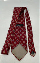 Load image into Gallery viewer, Christian Dior Mens Red Geometric Print Silk Track Bar Pointed Tie
