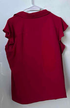 Load image into Gallery viewer, Calvin Klein Womens Red Ruffle Short Sleeve Collared Blouse Top Size XL
