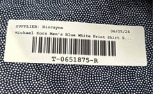 Load image into Gallery viewer, Michael Kors Mens Blue White Printed Big Fit Long Sleeve Dress Shirt Size 18
