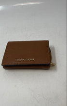 Load image into Gallery viewer, Michael Kors Womens Brown Leather ID Window Card Holder Flap Zip-Around Wallet
