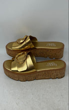 Load image into Gallery viewer, Franco Sarto Womens Hoda Gold Open Toe Slip-On Platform Slide Sandals Size 8M
