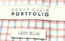 Load image into Gallery viewer, Perry Ellis Mens Multicolor Check Very Slim Fit Long Sleeve Dress Shirt Size M
