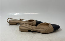 Load image into Gallery viewer, Marc Fisher Womens Cream Black Leather Quilted Cap Toe Slingback Flats Size 8M
