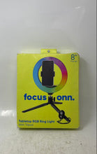 Load image into Gallery viewer, Focus Onn Model 100130493 Black Tabletop RGB Ring Light With Tripod Not Tested
