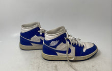 Load image into Gallery viewer, Nike Womens Air Jordan 1 Mid White Blue Lace-Up Sneaker Shoes Size 7
