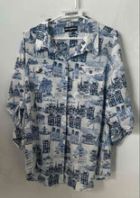 Load image into Gallery viewer, Karl Lagerfeld Womens Blue White Printed Long Sleeve Button-Up Shirt Size XL
