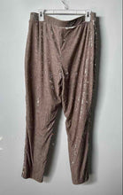 Load image into Gallery viewer, Chico's Womens Taupe Sequin Flat Front Straight Leg Ankle Pants Size 1.5
