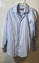 Load image into Gallery viewer, Bugatchi Mens Blue Cotton Long Sleeve Spread Collar Dress Shirt Size 16

