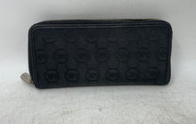 Load image into Gallery viewer, Michael Kors Womens Black Signature Print Credit Card Slot Zip-Around Wallet
