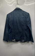 Load image into Gallery viewer, Express Womens Blue Denim Long Sleeve Pockets Button Front Blazer Jacket Size M
