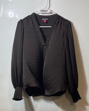 Load image into Gallery viewer, Vince Camuto Womens Brown V-Neck Collarless Long Sleeve Pullover Blouse Top Sz S
