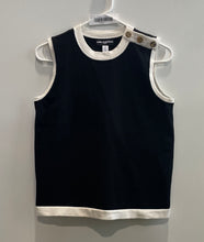 Load image into Gallery viewer, Karl Lagerfeld Womens Black White Sleeveless Crew Neck Knitted Blouse Top Size S
