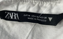Load image into Gallery viewer, Zara Womens White Collared Regular Fit Long Sleeve Tie Front Cropped Top Size M
