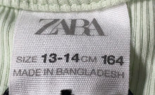 Load image into Gallery viewer, Zara Girls Light Green Ribbed Ruffle Sleeve Pullover T-Shirt Sz 13-14 With Tags
